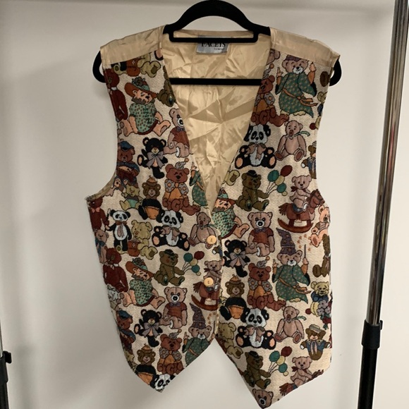 facets Tops - Vintage Embroidered Teddy Bear Embroidered Vest OS